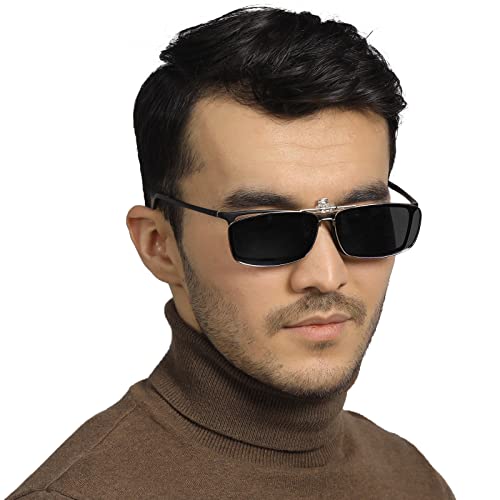 Image of LUFF Polarized /Night Vision Clip on Sunglasses /Myopia Glasses for Driving Black-Yellow