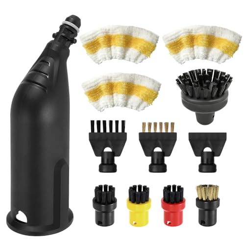 Weciau Karcher - Juego de 12 accesorios para limpiador de vapor Karcher SC1 SC2 SC3 SC4 SC5, boquilla de mano de repuesto incluye boquilla extendida, paños de microfibra, cepillo redondo, cepillo para