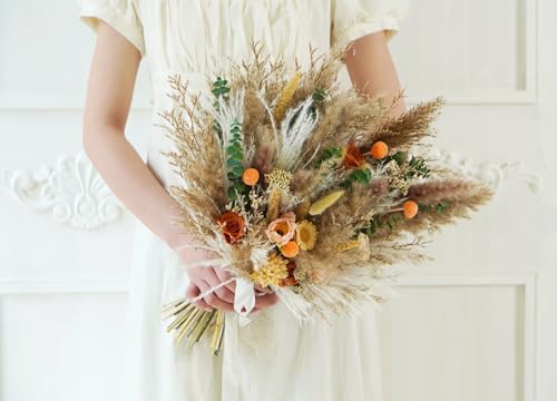 Ramo de boda beige rústico boho, flores preservadas miniatura 6