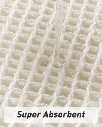 Image of HomeCloud Waffle Bath Mat, Super Absorbent Non Slip Mats for Bathroom Floor, Machine Washable Bathroom Rugs with Tassels,Ultra Soft