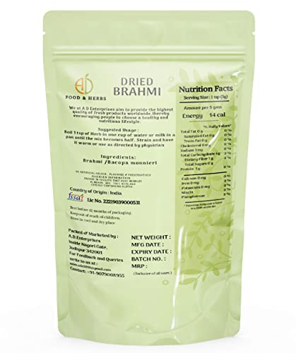 Image of A D FOOD & Herbs Organic Brahmi|Bacoa monnieri Dried Brahmi Leaves (150 Gms)