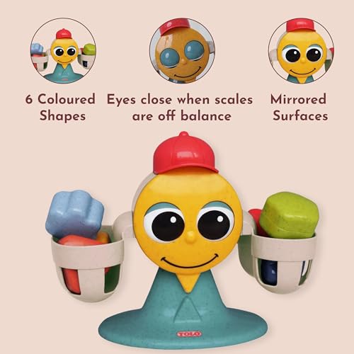 Image of Tolo My First Scales | Interactive Balancing Toy for Babies 12+ Months | 6 colorful shapes, rattle sounds, baby toys, cause & effect, learning, 1 year, reasoning skills play, hand-eye coordination