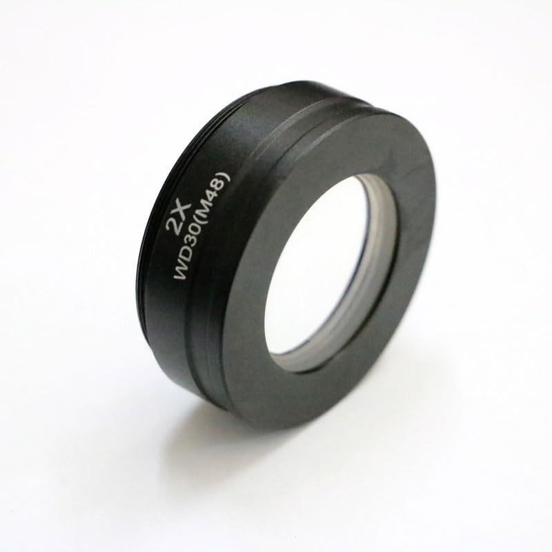 Microscope 0.5X 1X 1.5X 2X Barlow Auxiliary Microscope Lens Thread 48mm Mount Digital Stereo Microscope Lens(2X M48)