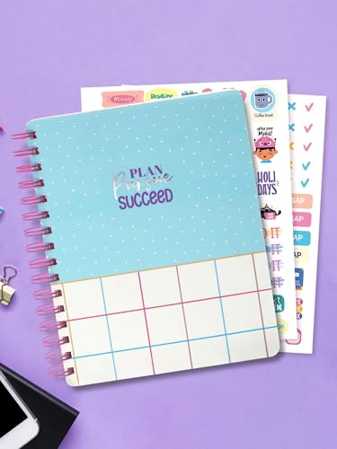 Image of Doodle Undated B5 Study Planner: 240 Ruled 90 GSM Pages with Spiral Hard Bound | 200+ Stickers for Customization - Goal-Setting Academic Study Organizer with Exam Prep and Progress Tracking - Aspire