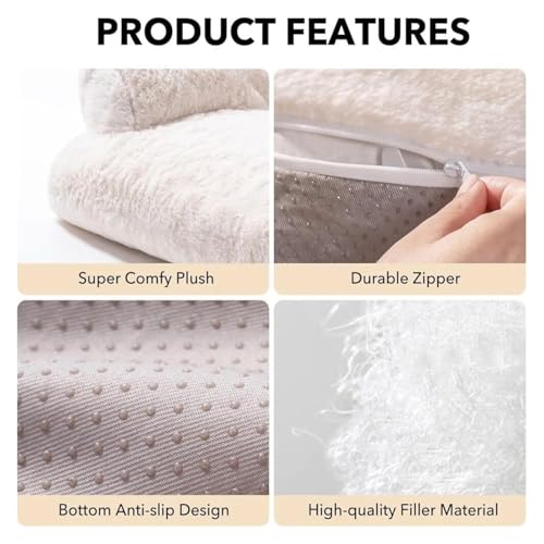 Canapé-lit doux lavable pour chat et chien en polaire pelucheuse taille L avec fond antidérapant - 8