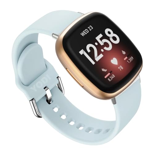 Image of YODI Watch Band Compatible with Fitbit Versa 4 / Fit bit Versa 3 / Fitbit Sense /Sense 2 Band, Soft Replacement Silicone Wristband for Women Flexible Waterproof Sport Watch Strap for Men Large