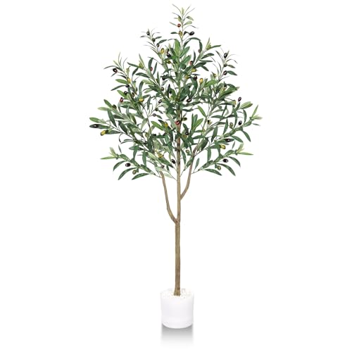 Artificial Olive Tree 4FT Artificial Plants Indoor Faux Olive Tree with Realistic Leaves and Fruits for Home Office Decor