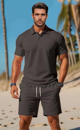 Image of Jawdrobe Co-ord Set for Men - Polo T-Shirt & Shorts Set | Loungewear, Beachwear & Daily Comfort
