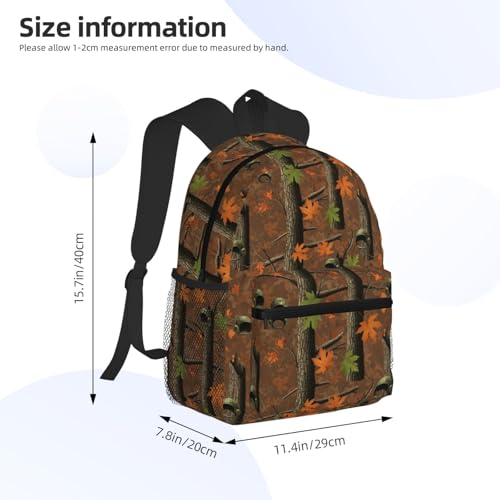 Durable Polyester Rucksack for Traveling & Camping Backpack Men Women, Trees Branches Green Brown Leaves Hunting Military Camouflage Bags, Large Capacity Multipurpose Anti-Theft Bookbag Waterproof4