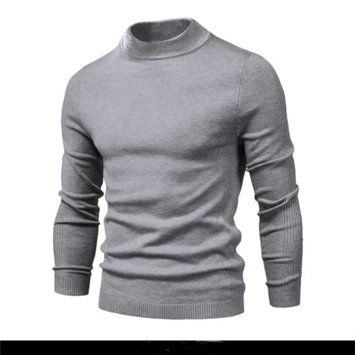 Soft Mid Neck Pullover Men Solid Color Warm Men's Sweater Pullover Knitted Sweater for Men2