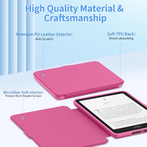 Image of Sanyetral Premium PU Protective Case with Auto Wake /Sleep Function, Incompatible with Nokia Remarkable TCL -Raspberry
