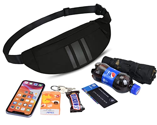 QKUDS Bumbags and Fanny Packs Waterproof for Men Women Waist Packs Bag for Running Dog Walking Hiking Travelling, black, 均码, Sports - Image 3