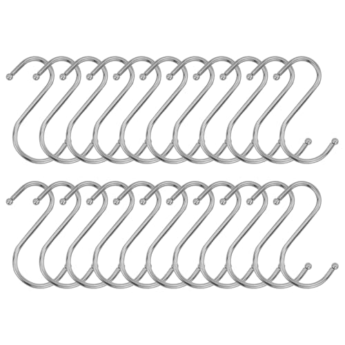22 pezzi ganci a forma di S, ganci a S grandi, ganci a S in acciaio inox, argento, doppio gancio per cucina, per cucina, guardaroba, ufficio, bagno, camera da letto