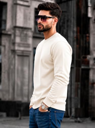 Image of Mack Jonney Men's Solid Winter Sweatshirt|Soft Fleece Fabric Full Sleeve Round Neck Sweatshirt|Stylish Casual Wear for Men-mj-281