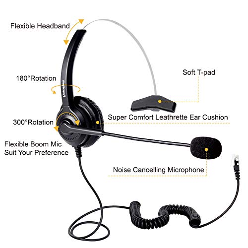 Office Headset With Rj9 Plug Compatible With Yealink T20P T22P T26P T28P Phones Work For Avaya 1608 9630 9640 9650 9620,Grandstream Gxp-2130 2140 2160 #TOP1