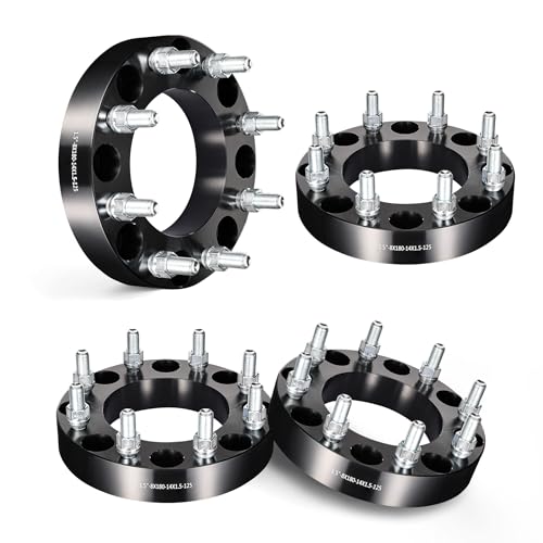 EVIL ENERGY 8x180 Wheel Spacers 1.5 inch Compatible with Chevy Silverado 2500 2011-2018 8x180 mm 8 Lugs 125 mm Hub Bore M14x1.5 Studs Black Not Hubcentric