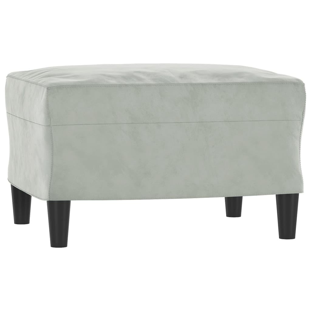 Juego de 3 sofás de terciopelo gris claro, 2 sofás de 2 plazas con reposapiés, diseño moderno, marco de metal resistente, acolchado cómodo para salón, opción en forma de L