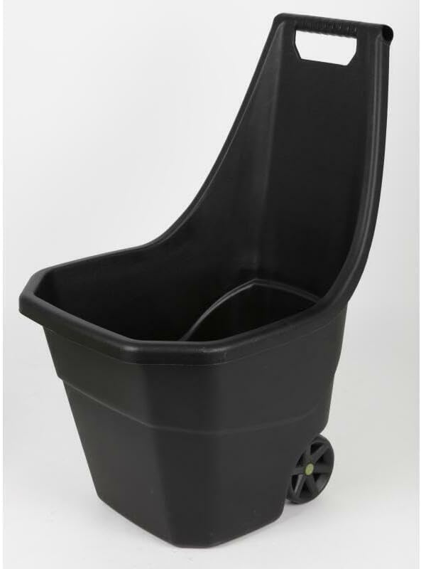 Carro de jardín Buosha, Negro, Plástico, 50 litros, Resistente A La Intemperie, Requiere Montaje, Ligero, Patio y jardín