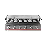 4. Höhenverstellbarkeit. MEIGONGJU 6 Brenner Gas-Grill Edelstahl LPG Griddle Barbecue Grill Heavy Duty Küche Barbecue Werkzeuge für Outdoor-Maschine,Sliver Steel