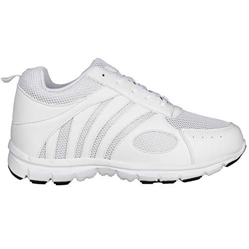 CALTO Men's Invisible Height Increasing Elevator Shoes - White Leather/Mesh Lace-up Super Lightweight Trainer Sneakers - 3 Inches Taller - G3303 - Size 10 D(M) US2