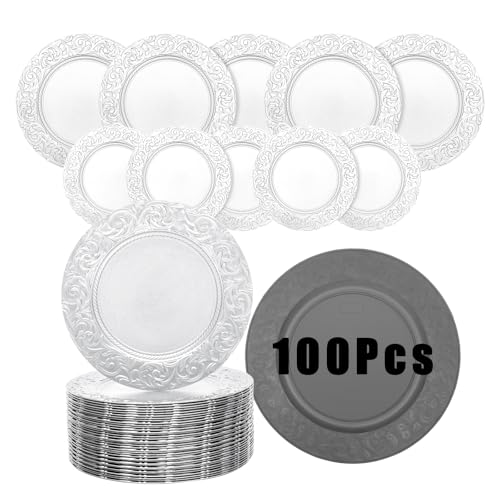 Set de 100 platos plateados redondos de 13 pulg miniatura 2