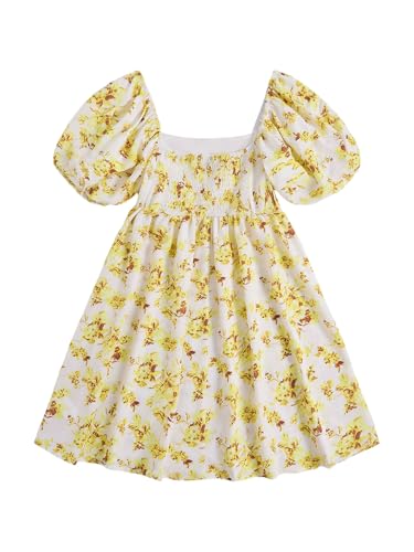 Image of Floerns Women's Floral Dress Puff Sleeve Dress Square Neck Summer Vacation Picnic Mini Dresses