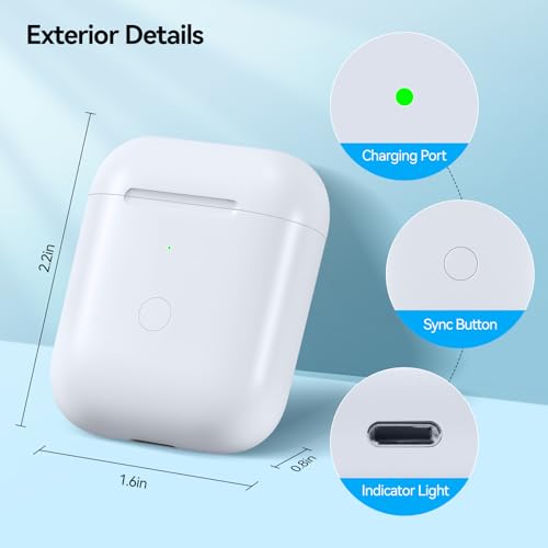 Image of Wireless Charging Case Compatible with AirPod 2nd & 1st Generation, Air Pod 2 1 Charger Case Replacement with Bluetooth Pairing Sync Button,Earbuds Not Included, White