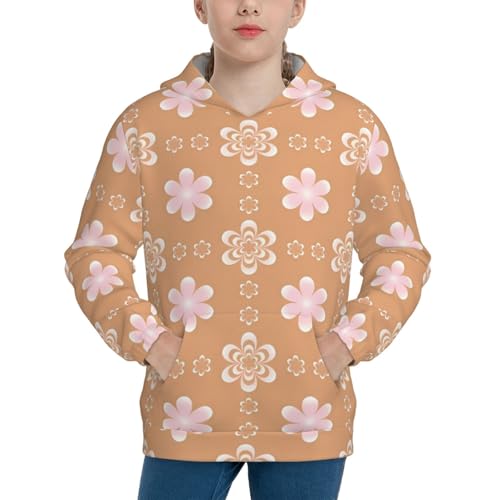 Vintage Pink Flower 1 Kids Pullover Hoodies Boys Sweatshirts Girls Athletic Clothes with Pocket