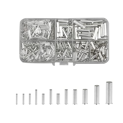 Kit de virole de fil non isolée - 1000 pièces - 12 types de 8 à 22 AWG - En cuivre - Pour câble électrique