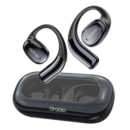 Open Ear Headphones, Open Ear Earbuds with AI Noise-Canceling, Bluetooth 5.4 Wireless Earbuds With Ear Hooks, IPX5 Waterproof 32H Playtime, Sport Earphones For Workouts, Running, Fitness, Black