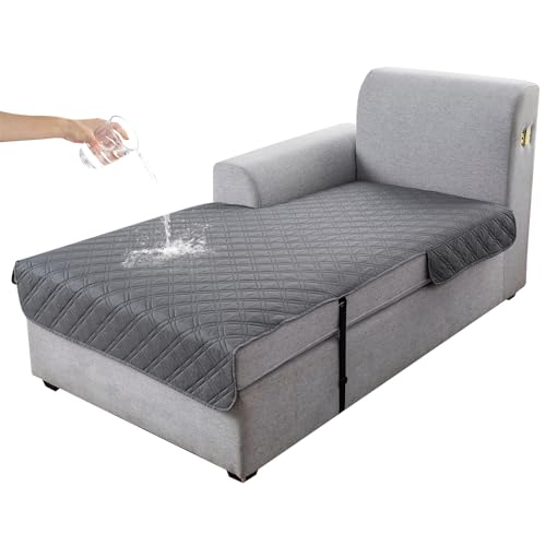 Image of Genina L Shape Couch Cover, Sectional Couch Chaise Covers, Waterproof Washable Sofa Covers for Left L Shape Chaise Lounge, Anti-Slip Sofa Slipcovers for Dogs Cats Pet Friendly(Dark Grey)