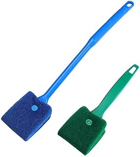 POPETPOP 2Pcs Aquarium Cleaning Brush - Double Sided Sponge Fish Tank Cleaner - Portable Scrubber Non-Slip Handle Aquarium Algae Cleaner Tools - Fish Tank Accessories