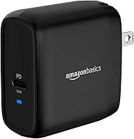 Amazon Basics 65W GaN USB-C Wall Charger PD 3.0 - Fast Charging for MacBook, iPhone, Galaxy, Foldable Plug Black