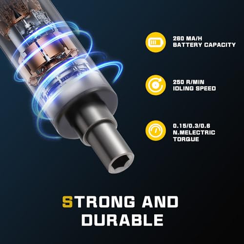 Mini chave de fenda elétrica 42 em 1, 3 configurações de torque, máximo de 3,7 V, conjunto de chave