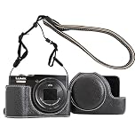 Rieibi TZ99 Camera case, PU Leather Camera Case for Panasonic Lumix DC-TZ99 Digital Camera, Detachable Protective Case with Adjustable Shoulder Strap, Beauty Cover