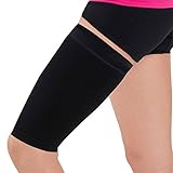 Thigh Compression Sleeve - Hamstring, Quadriceps, Groin Pull and Strains - Running, Basketball, Tennis, Soccer, Sports - Athletic Thigh Support (Single) (Black, M)