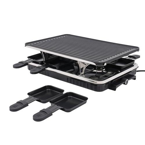 Barbecue électrique à 2 étages 1300 W - Barbecue de table sans fumée avec 8 petites plaques de cuisson - Barbecue électrique - Anti-adhésif - Pour l'intérieur et l'extérieur - Portable et amovible