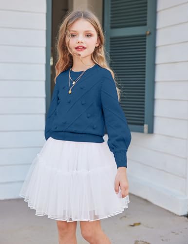 Image of Arshiner Kid Girls Crew Neck Lantern Sleeve Sweater Cute Jumper Top Pullover Outwear 5-13 Years
