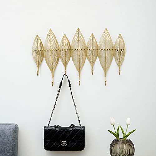 Wanddekorhaken in Gold Blatt Design Wandgarderobe Wandregal aus Metall...