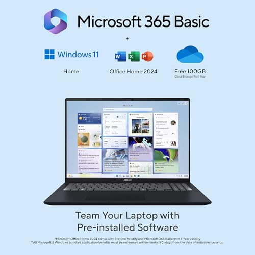 Image of ASUS Vivobook 16 (2026),Smartchoice,Intel Core Ultra 5 325 (Series 3), Intel iGPU,16GB RAM,512GB SSD,FHD+, 16 inch(40 cm),Win11,M365 Basic(1Y),Office 24,Quiet Blue,1.88 kg,X1607AA-MB037WS, Copilot+ AI PC