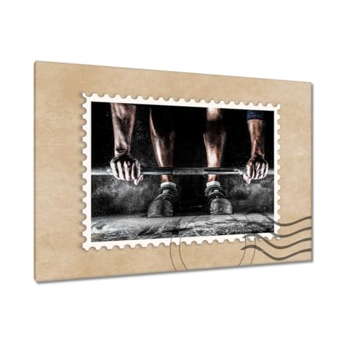 Haltérophile Barbell toile imprimée 90x60cm décoration murale musculation