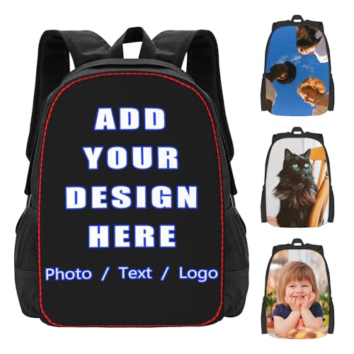 OHORTEB Custom Backpack for Adults Men Women Personalized Text Logo Photo Large-capacity Casual Travel Laptop Bag for Work (Large)
