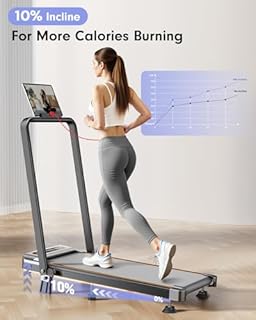 Foldable Treadmill with 10% Incline, Upgrade 3.5HP Low Noise Walking Pad Treadmill with Handle Bar, Trisomy 4 in 1 Portable Under Desk Treadmills for Home/Office, 350Lbs Capacity, APP & Remote Control