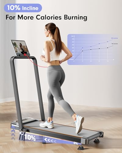 Foldable Treadmill with 10% Incline, Upgrade 3.5HP Low Noise Walking Pad Treadmill with Handle Bar, Trisomy 4 in 1 Portable Under Desk Treadmills for Home/Office, 350Lbs Capacity, APP & Remote Control - Image 3