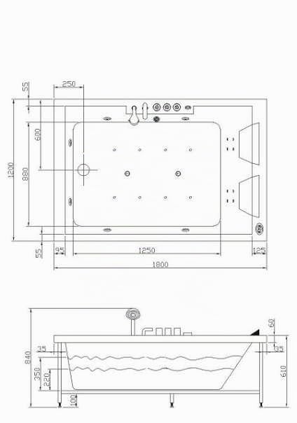 Whirlpool Torino 180 x 120 cm con idrojet, airjet, sistema audio e riscaldamento, lussuosa vasca idromassaggio per interni con illuminazione a LED, luce colorata, programma di pulizia, compatta e di