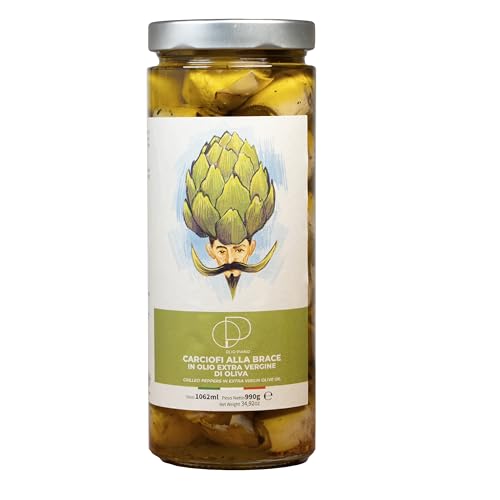 Agricola Piano - Artichauts à l'huile | Petits artichauts grillés à l'huile d'olive extra vierge 1062 ml – 100% Italiens, Recette ancienne – Production artisanale