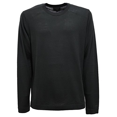  WOOLRICH Merino Ultrafine Contrast C Neck Pullover in Lana Merino Ultraleggero Verdone Military Collo in Contrasto e Toppe Blu (XXL, Verdone)