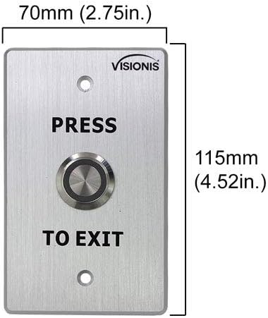 Miniatura 2 de Visionis VIS-7001 Botón de Salida Tipo Timbre para Puerta con Luz LED y Salidas NC, COM y NO, para Control de Acceso
