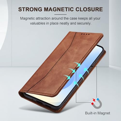 Jasonyu Flip Wallet Case for Samsung Galaxy S25,Brown - image 3