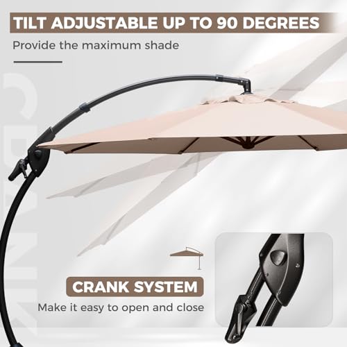 Image of Grand patio 12FT Cantilever Round Umbrella with Base & Cover, Champagne